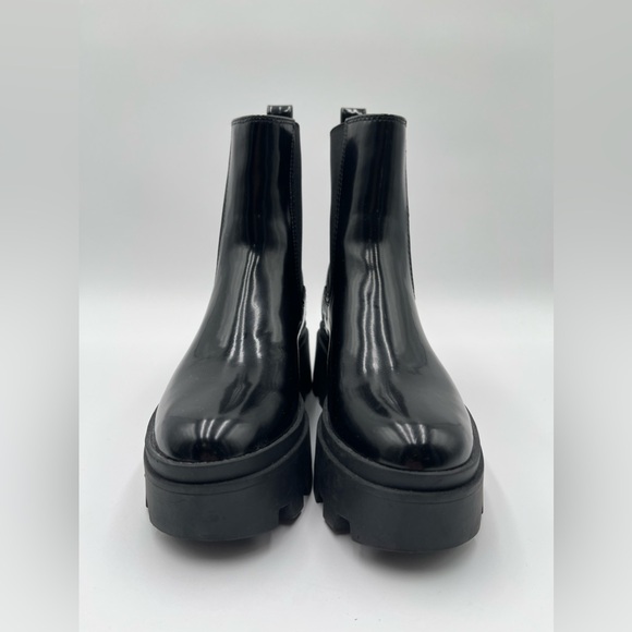 Open Edit Women’s Black Ediris Chelsea Lug Boots Size 6 Patent Chunky Platform - Picture 5 of 13